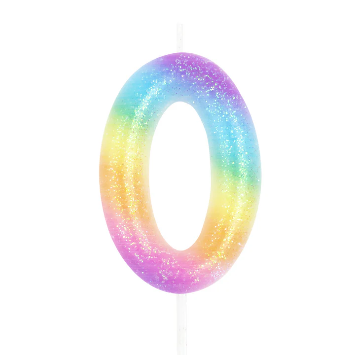 Numerokynttilä 0 rainbow