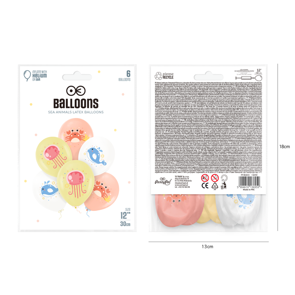 Ilmapallot meren eläimet 6kpl - Image 2