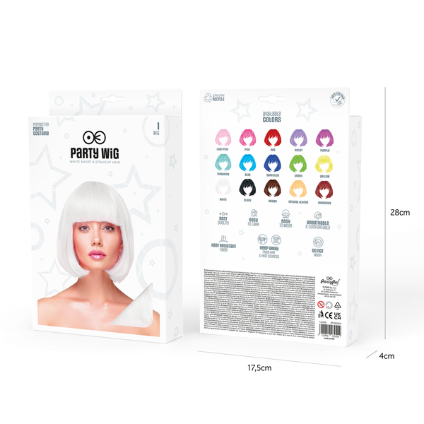 Juhlaperuukki -valk. suora lyhyt hius - Image 2