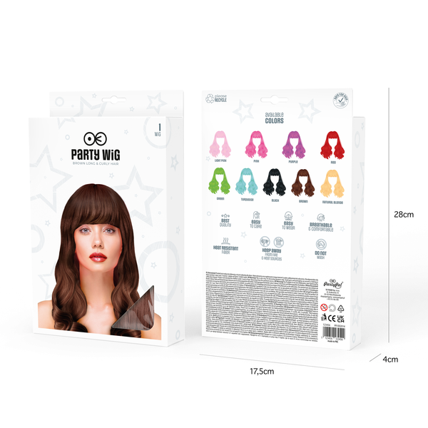 Juhlaperuukki -ruskea aaltoileva hius - Image 2