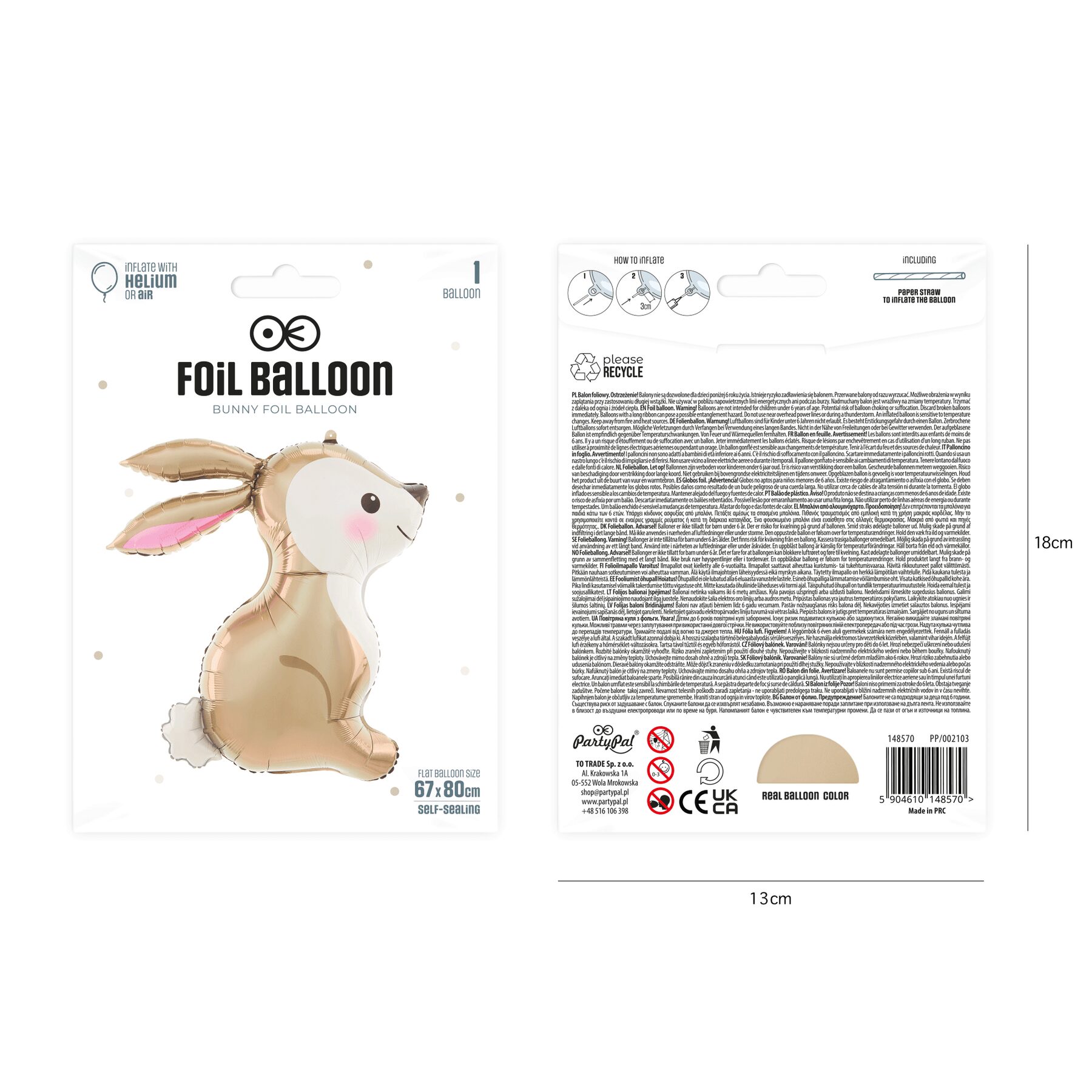 Muotofoliopallo pupu 67x80cm - Image 5