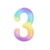 Numerokynttilä 3 rainbow