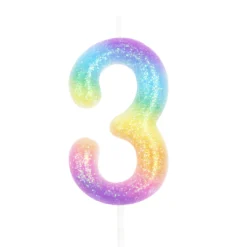 Numerokynttilä 3 rainbow