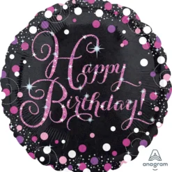 Happy birthday-foliopallo pinkki