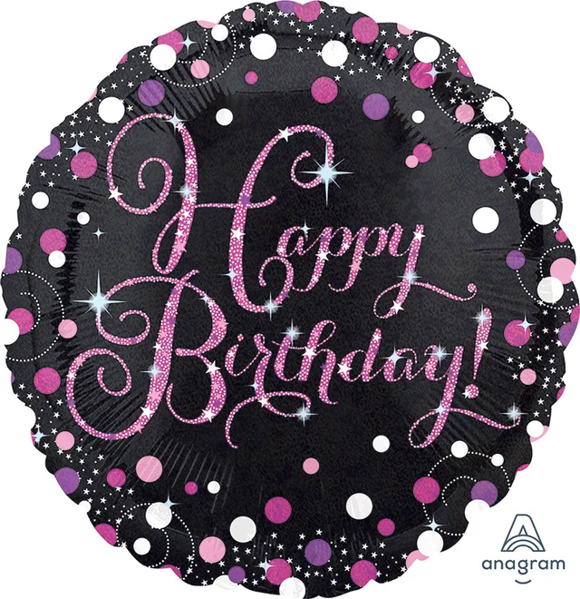 Happy birthday-foliopallo pinkki