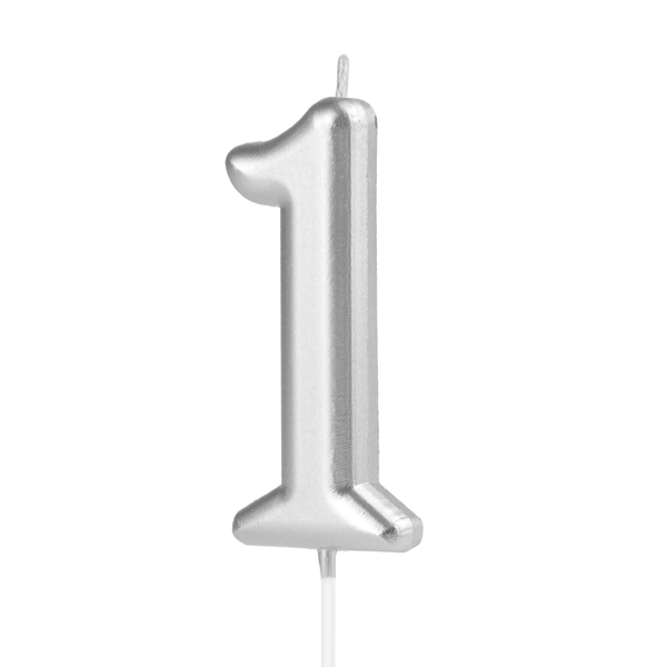 Numerokynttilä 1 hopea