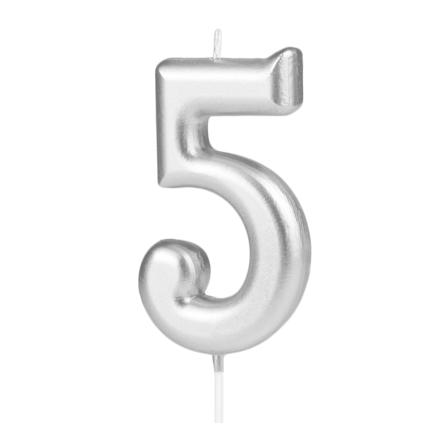 Numerokynttilä 5 hopea