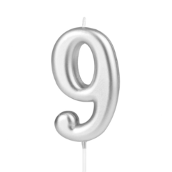 Numerokynttilä 9 hopea