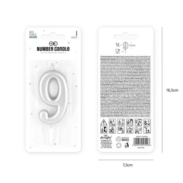 Numerokynttilä 9 hopea - Image 4