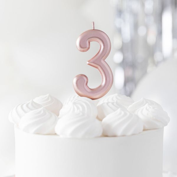 Numerokynttilä 3 ruusukulta - Image 2