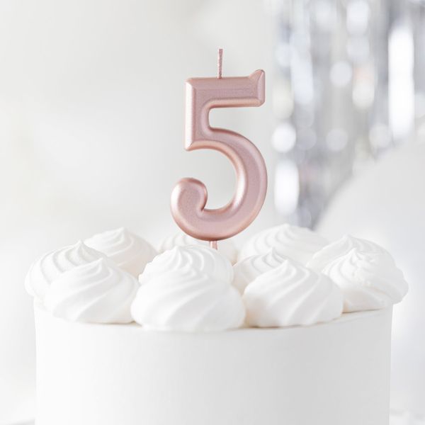 Numerokynttilä 5 ruusukulta - Image 2