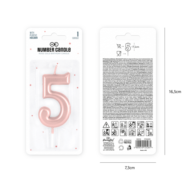 Numerokynttilä 5 ruusukulta - Image 3
