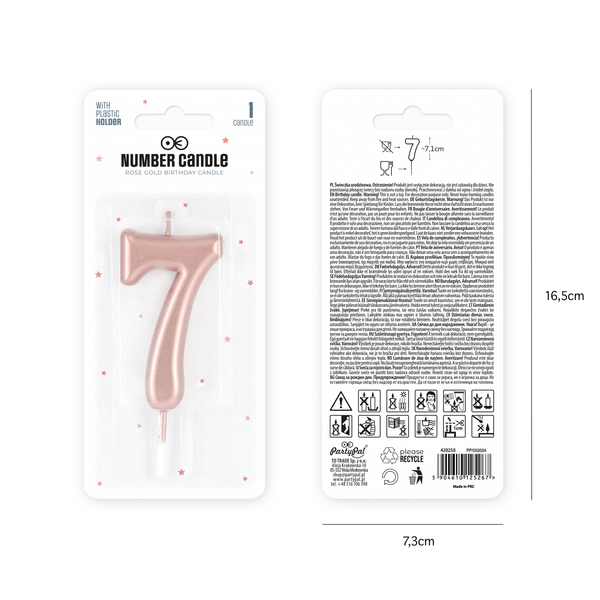 Numerokynttilä 7 ruusukulta - Image 3
