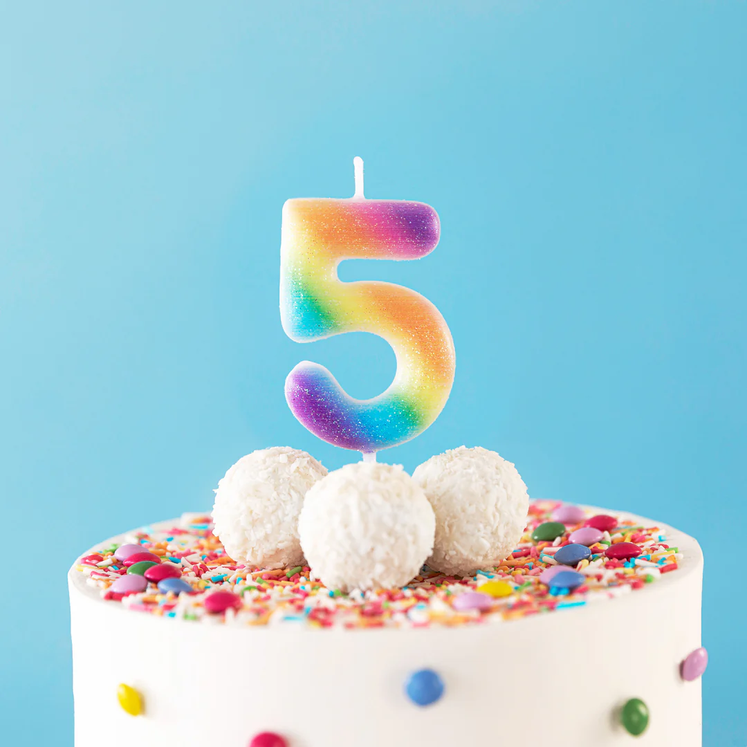 Numerokynttilä 5 rainbow - Image 2