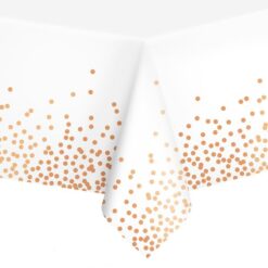 Pöytäliina, valkoinen ruusukulta konfeteilla 137x274cm