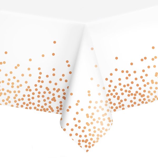 Pöytäliina, valkoinen ruusukulta konfeteilla 137x274cm