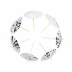 Cocktailvarjo hopea 10kpl