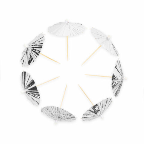 Cocktailvarjo hopea 10kpl