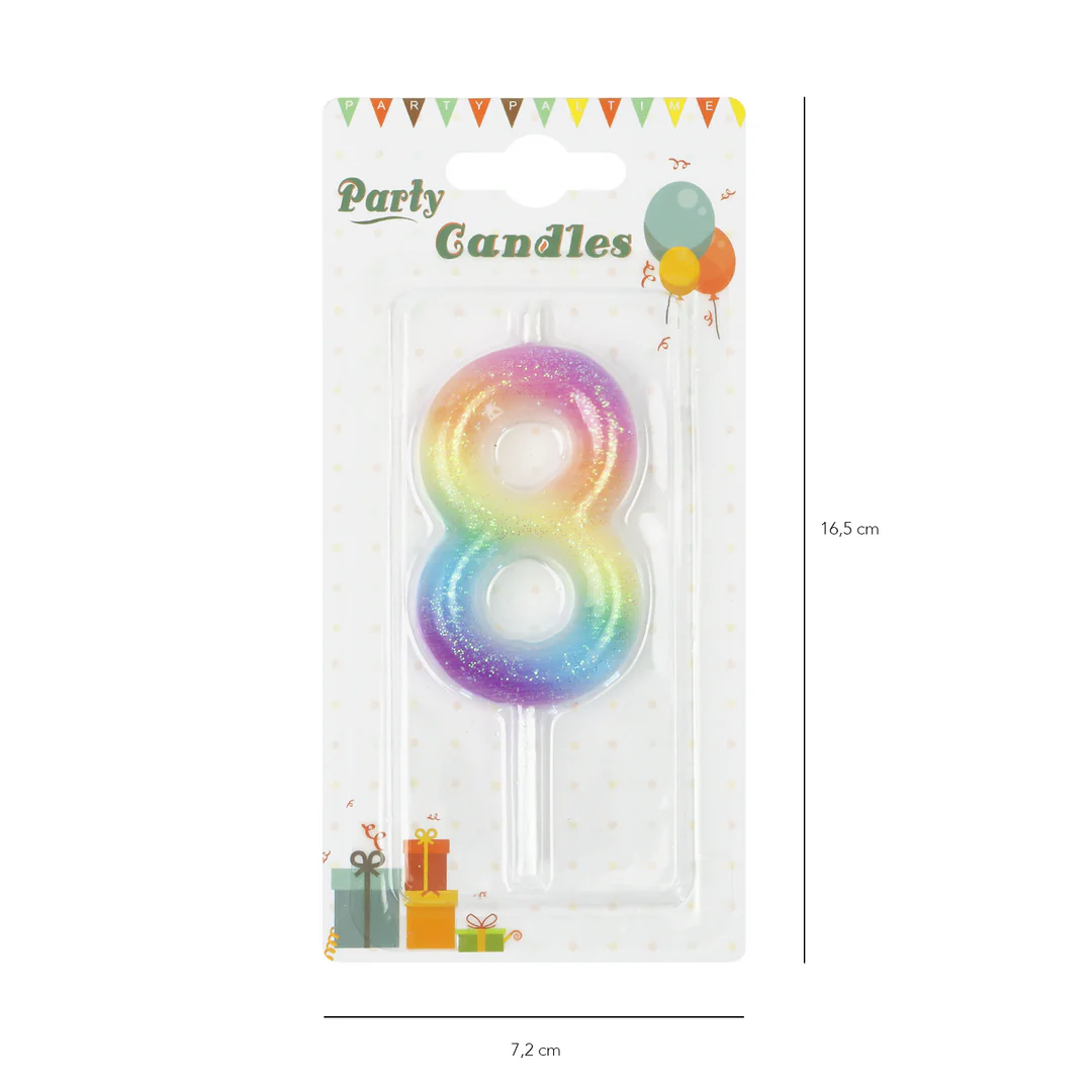 Numerokynttilä 8 rainbow - Image 2