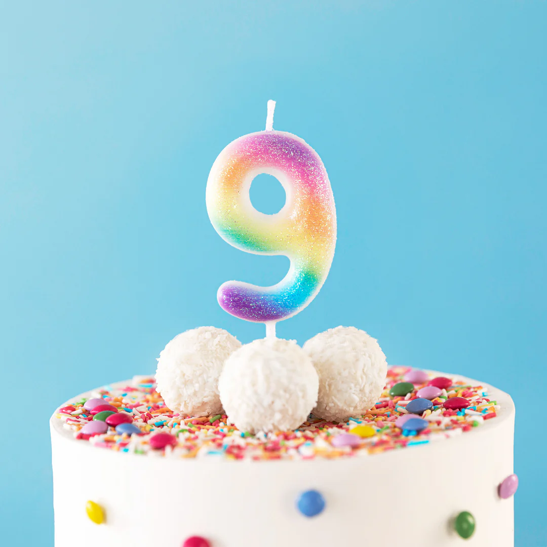 Numerokynttilä 9 rainbow - Image 2