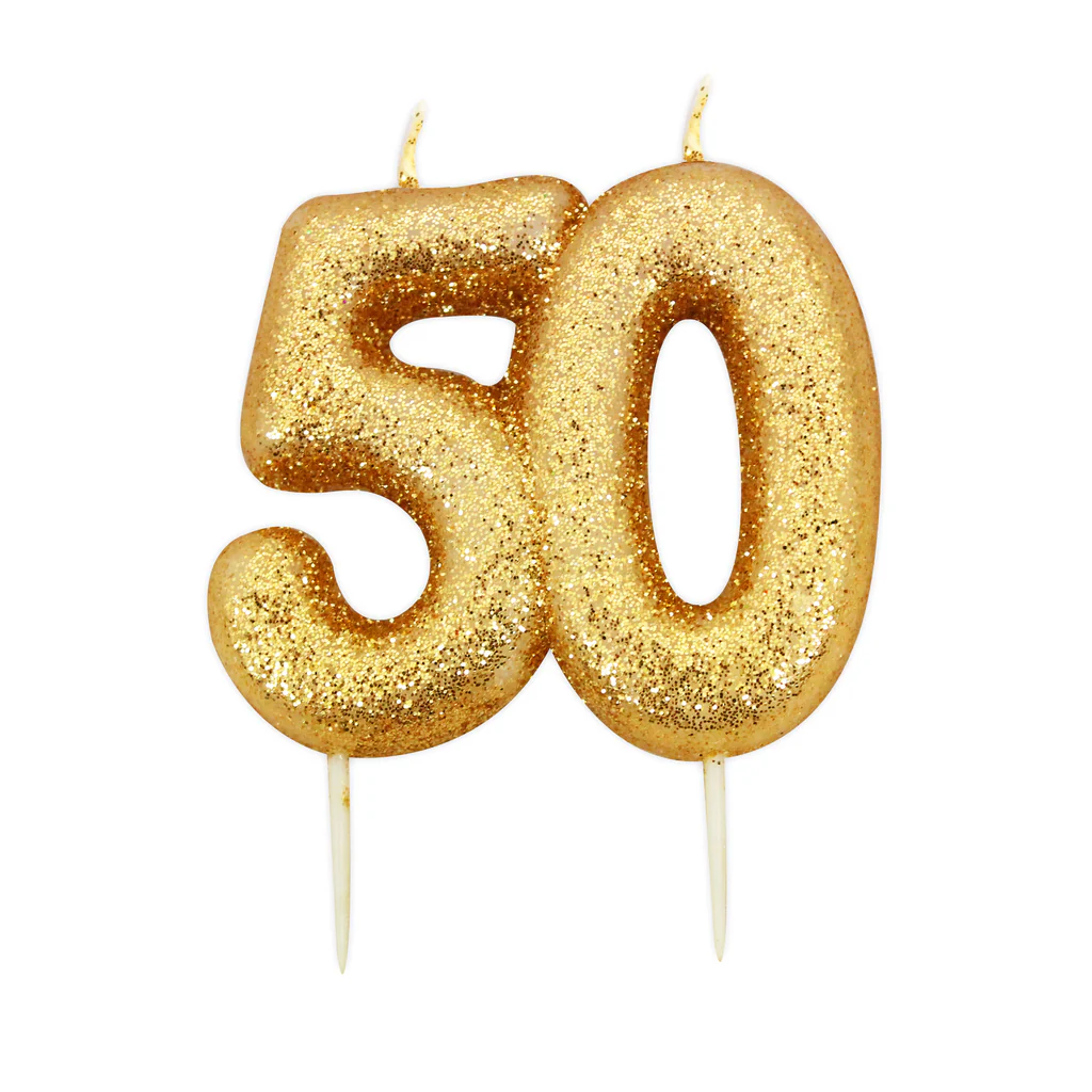 Numerokynttilä 50 glitter