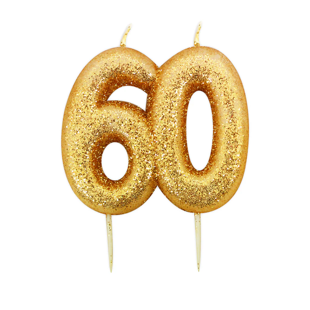 Numerokynttilä 60 glitter