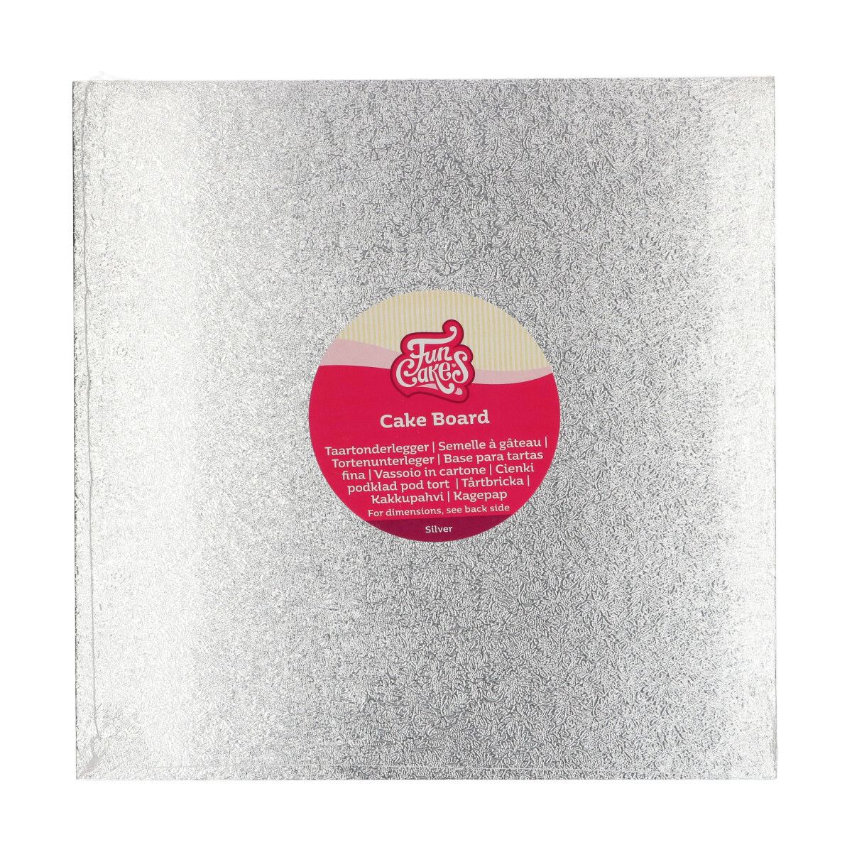 Kakkualusta FunCakes neliö hopea 27,5x27,5cm