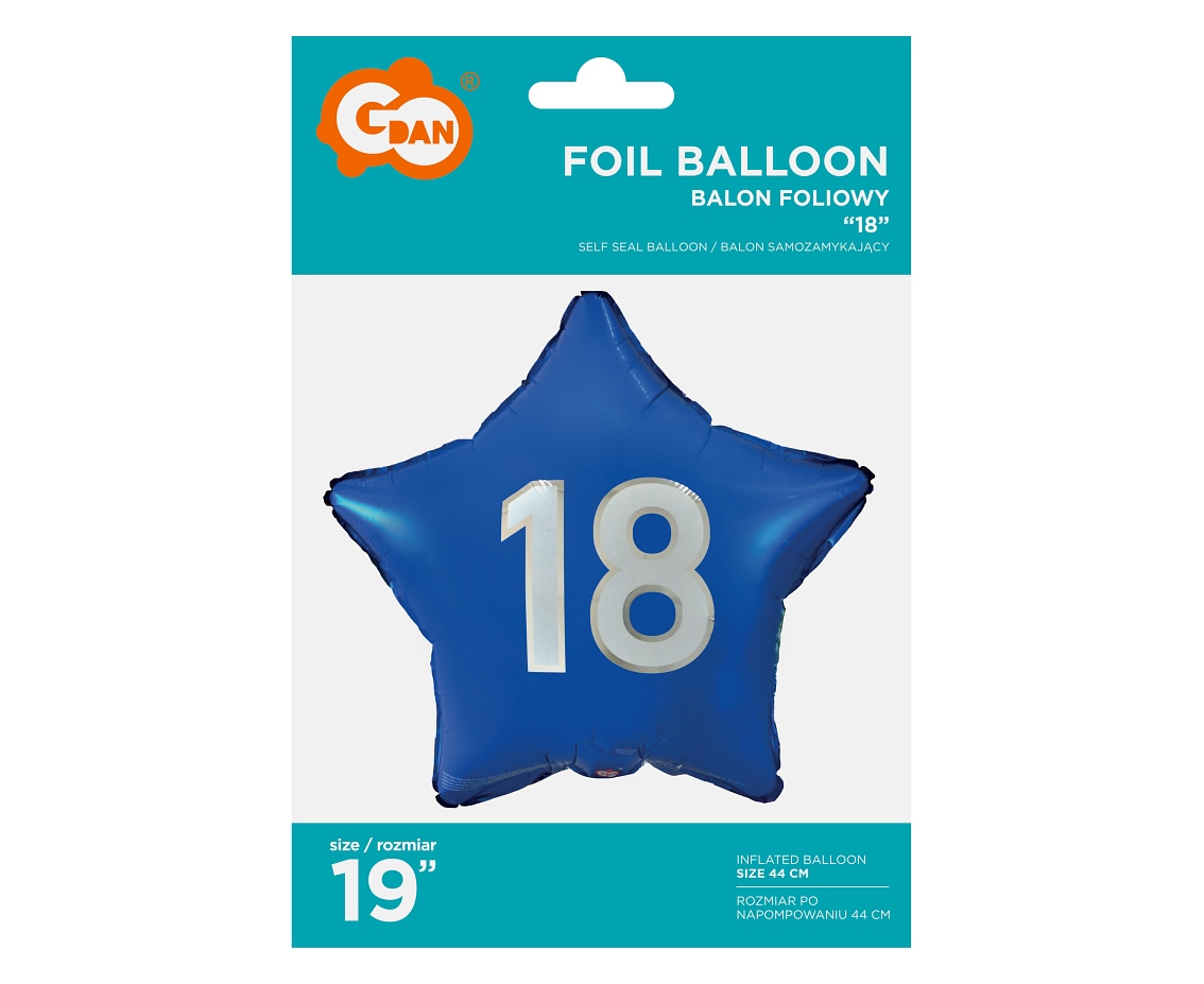 Foliopallo -18 sin. tähti 44cm - Image 2