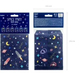 Avaruus -paperipussit tarralla 6kpl