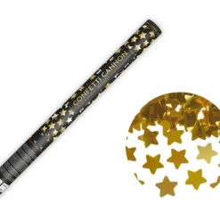 Konfettitykki 60cm, kulta tähdet