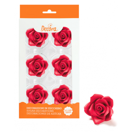 Isot sokeriruusut x6kpl punainen
