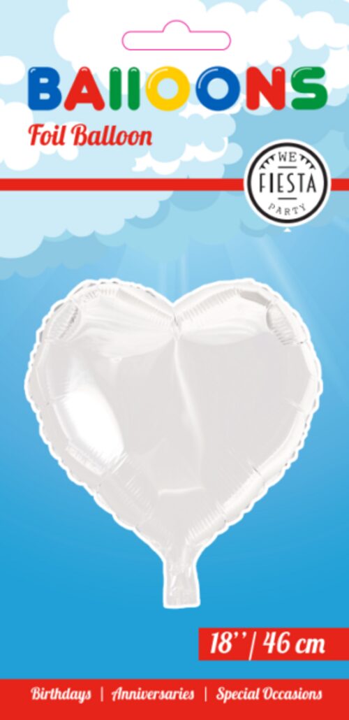 Foliopallo sydän, valkoinen 45cm - Image 2