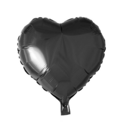 Foliopallo sydän, musta 45cm