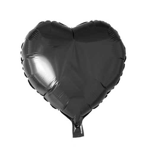 Foliopallo sydän, musta 45cm