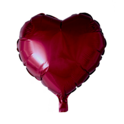 Foliopallo sydän, viininpunainen 45cm