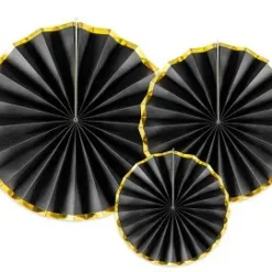 Ruusukkeet 3kpl musta kultareunalla