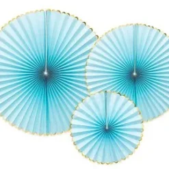 Ruusukkeet 3kpl vaaleansininen kultareunalla