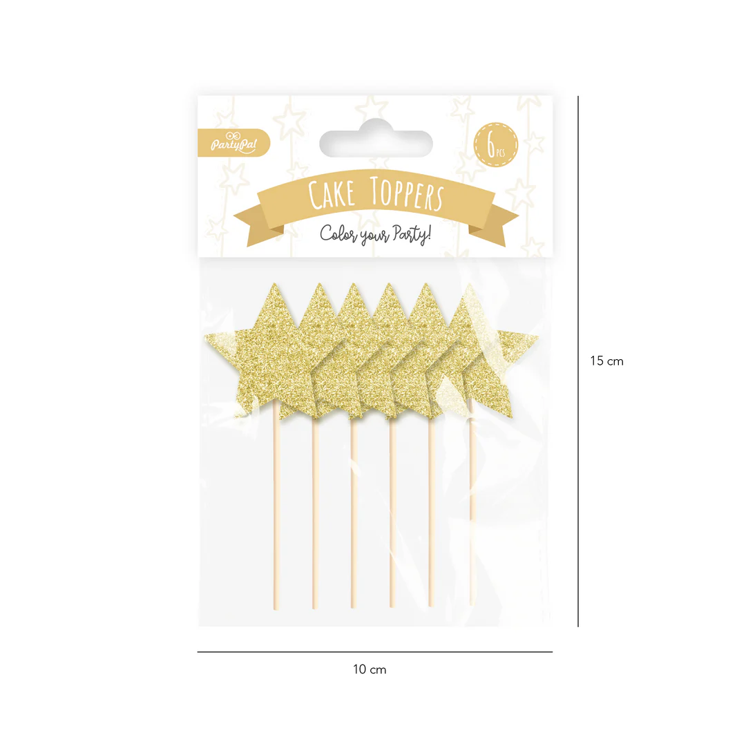 Koristetikut tähti kultainen 6kpl - Image 2
