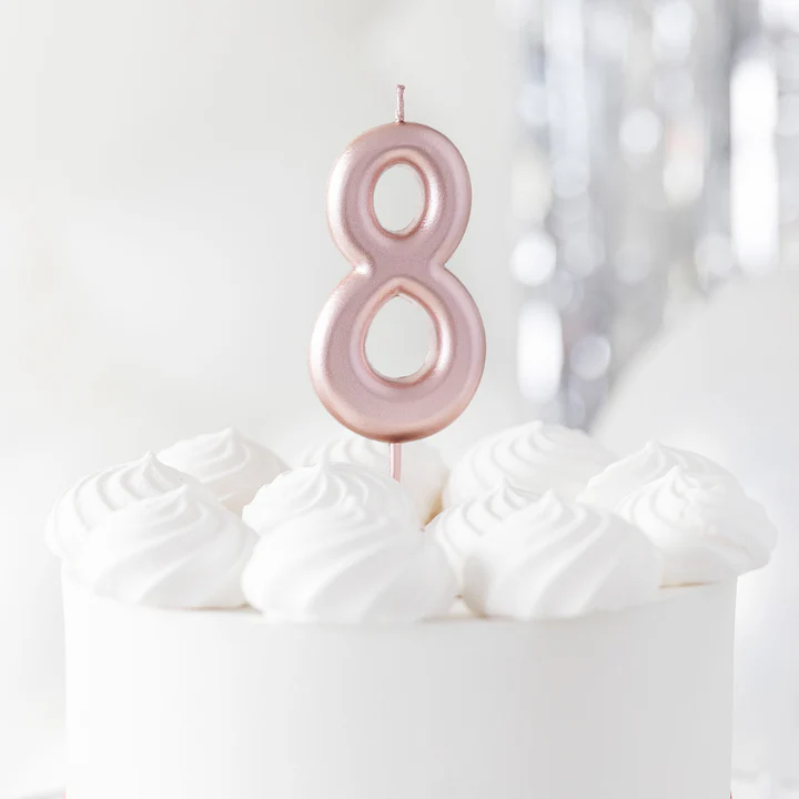 Numerokynttilä 8 ruusukulta - Image 2