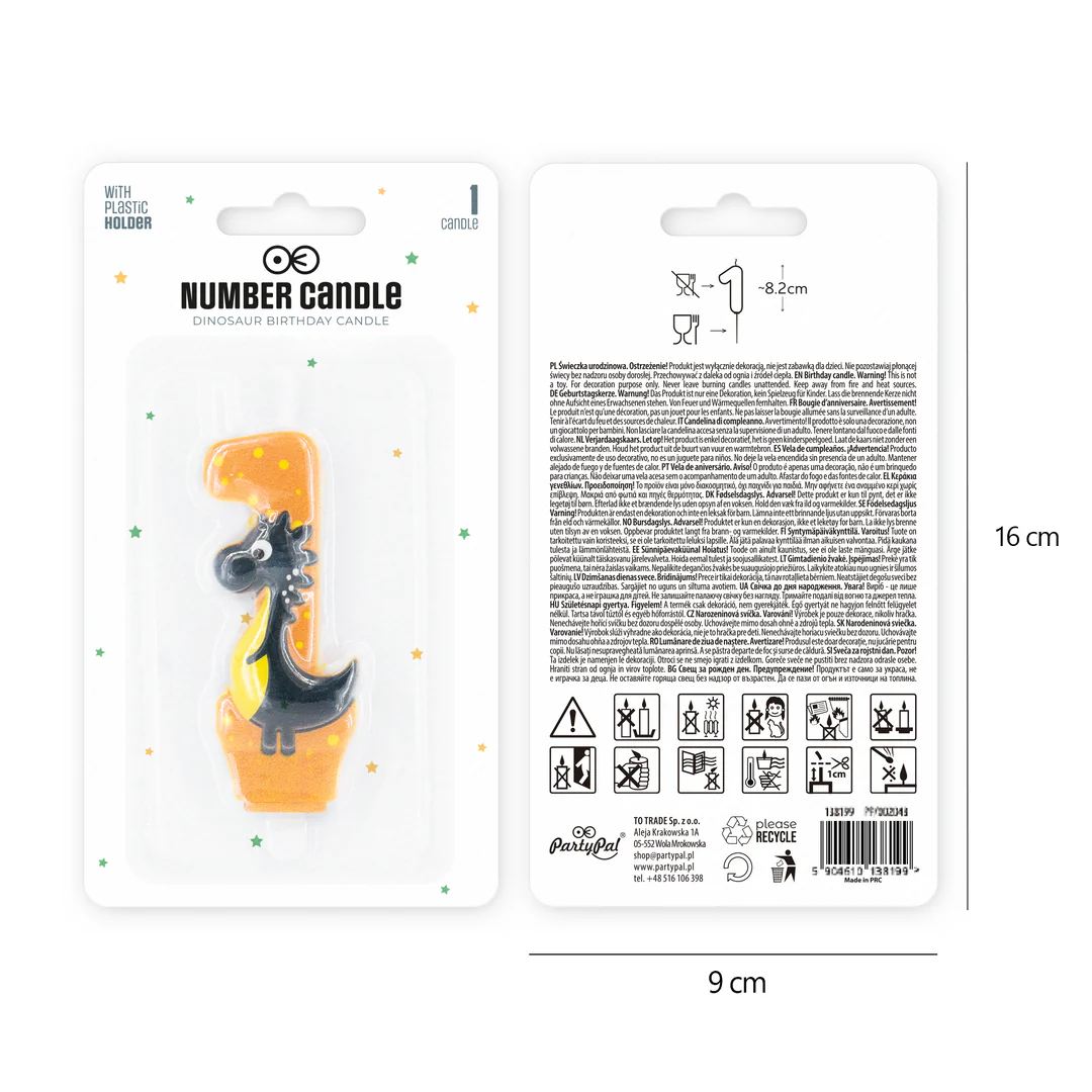 Numerokynttilä 1 dino - Image 3