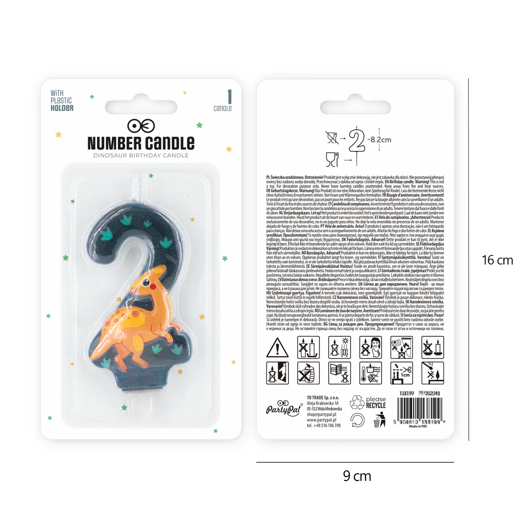 Numerokynttilä 2 dino - Image 3