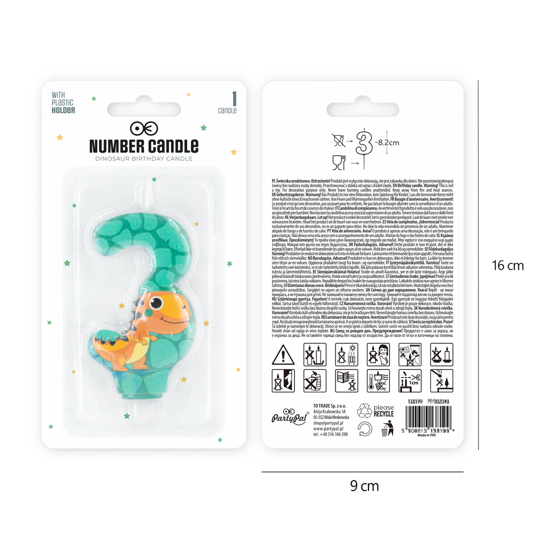 Numerokynttilä 3 dino - Image 2