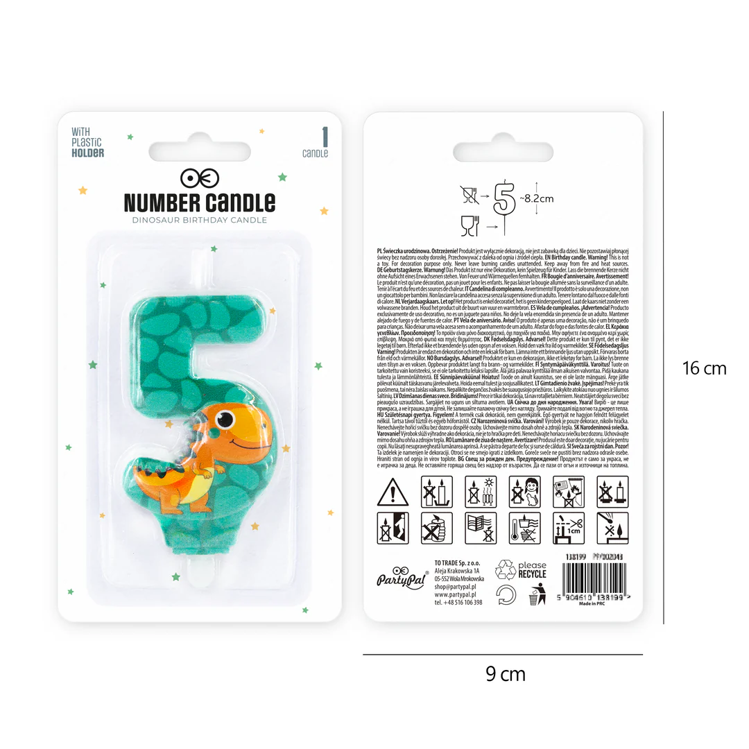 Numerokynttilä 5 dino - Image 3