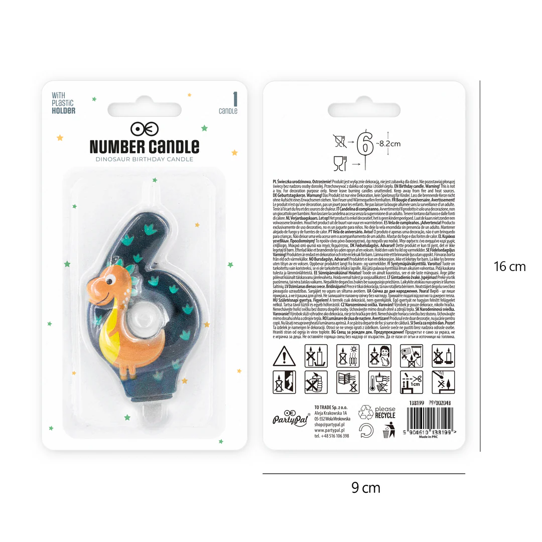 Numerokynttilä 6 dino - Image 3