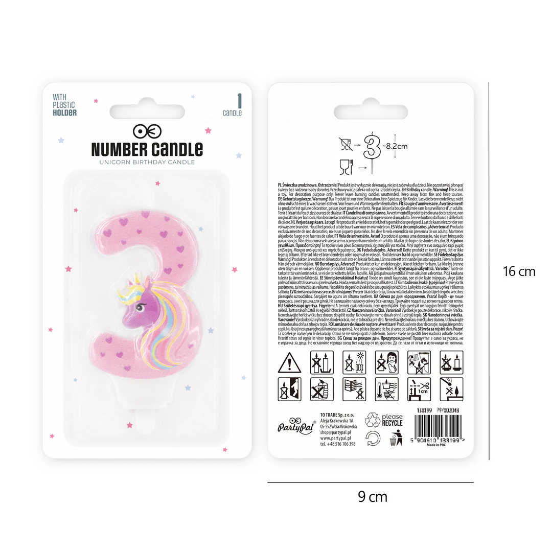 Numerokynttilä 3 yksisarvinen - Image 3