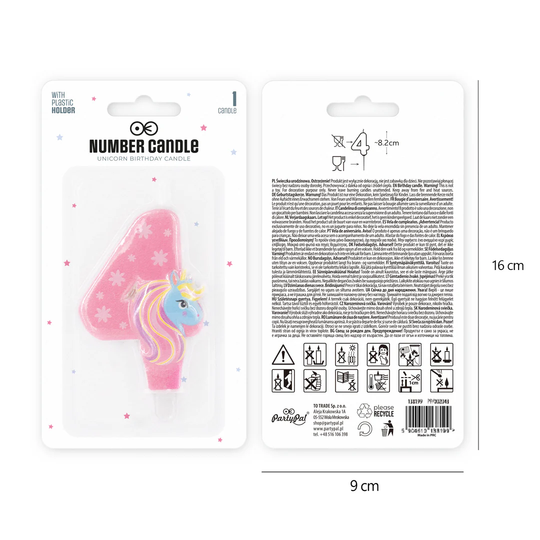 Numerokynttilä 4 yksisarvinen - Image 3