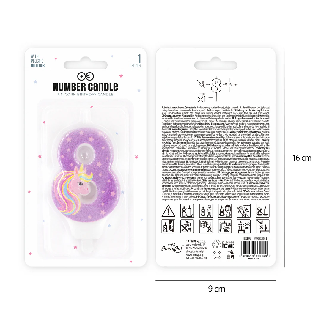 Numerokynttilä 8 yksisarvinen - Image 2