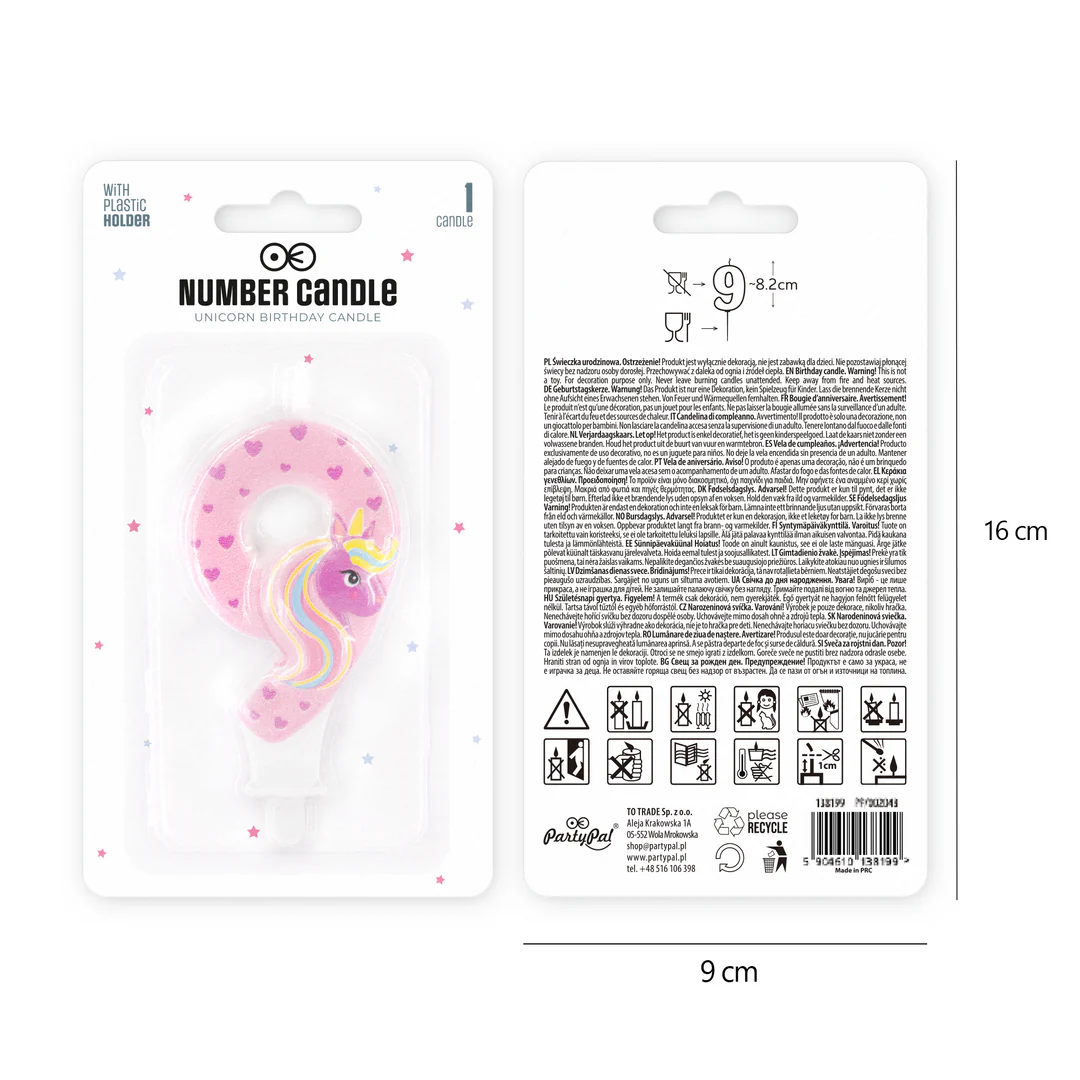 Numerokynttilä 9 yksisarvinen - Image 2