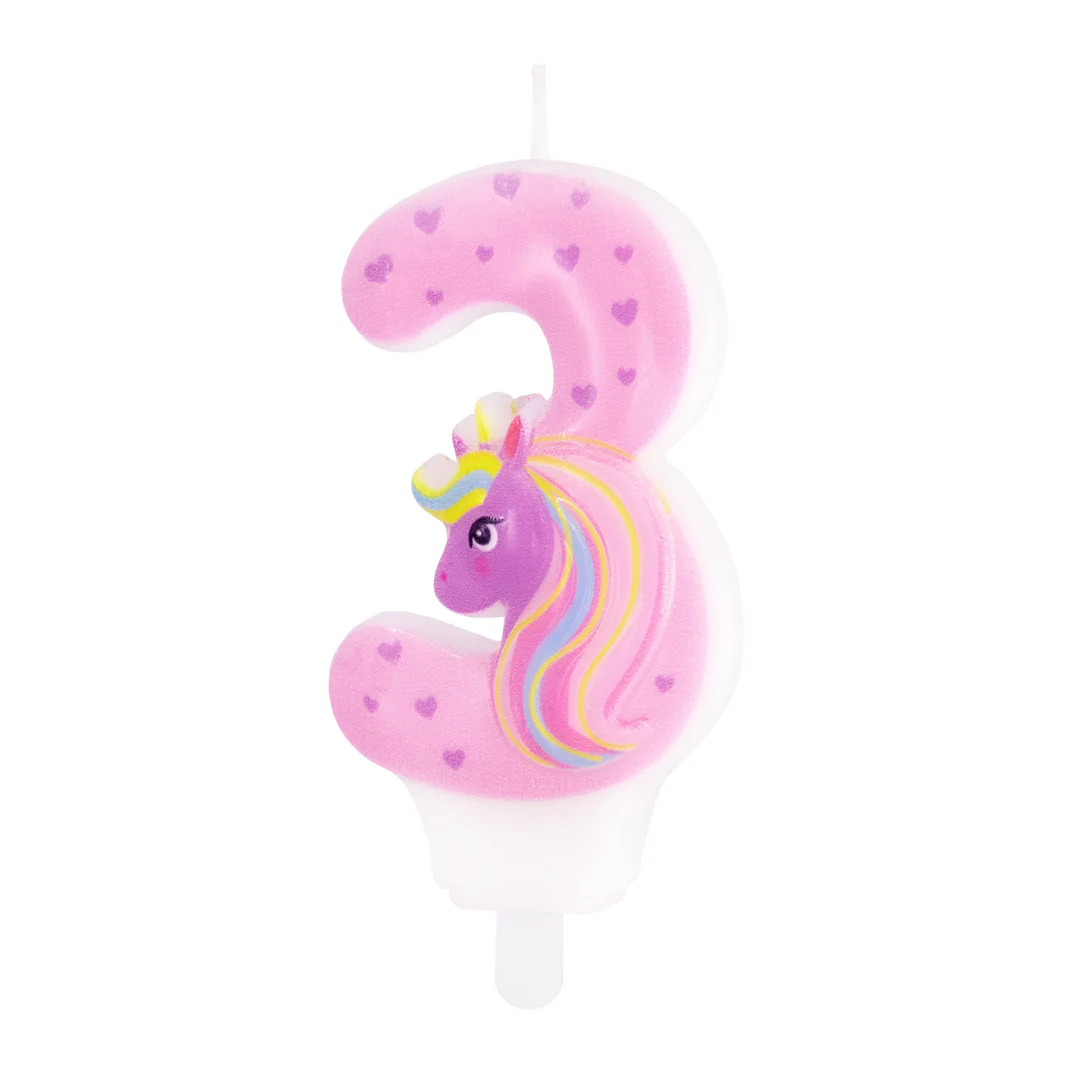 Numerokynttilä 3 yksisarvinen