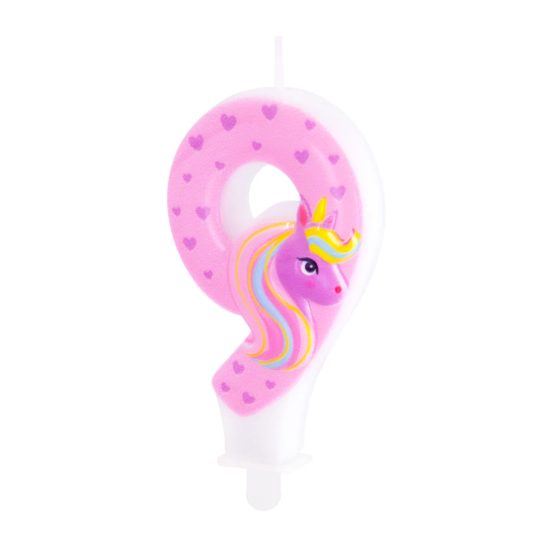 Numerokynttilä 9 yksisarvinen